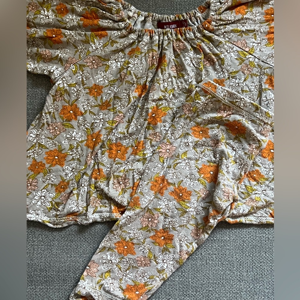 Milkbarn Floral Lounge Set in Orange and White